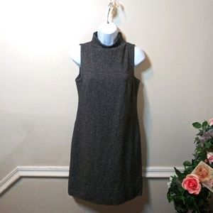 Banana Republic Black & White Tweed Mock Turtleneck Sheath Dress
